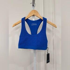 Lanston Sport Vibrant Blue Textured Sports Bra NEW